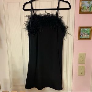 Black Feather Mini Dress